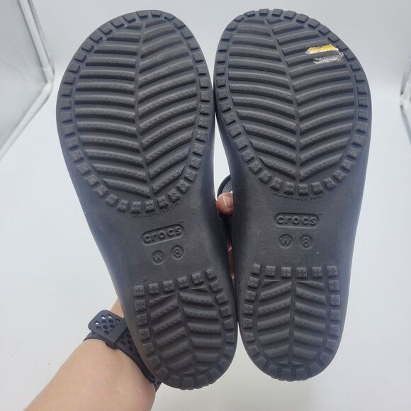 Crocs Swiftwater Sandals Women's Size 8 Black Casual Outdoor Beach Resort Comfy - Picture 6 of 7